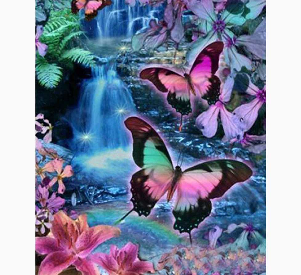 Flying Butterfly & Waterfall – Diamond Painting Kits